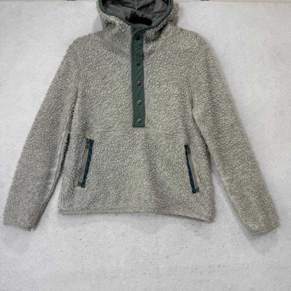 Toad&Co Hoodie Womens Small Gray Sherpa Fleece Snap Pullover Zip Pockets